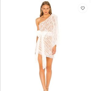 Dynasty One Shoulder Dress in White Lace